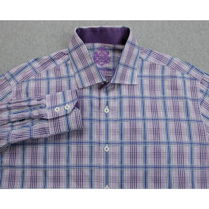 English Laundry Dress Shirt Men 16 - 32/33 Plaid 100% Cotton Button Up